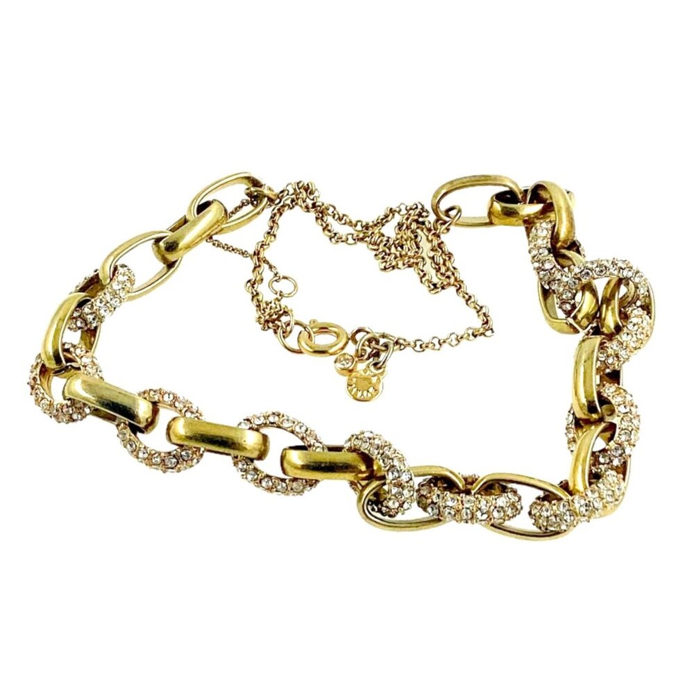 Ann Taylor Necklace 18" Gold Plated Chain Crystal Career Evening Choker Vintage